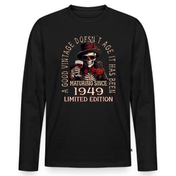 74ème Anniversaire 1949 '74 Bon millésime - T-shirt manches longues Premium bio Homme - noir - Devant - Nico (187cm)