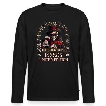 70. Geburtstag 1953 70er Guter Jahrgang - Männer Premium Bio Langarmshirt - Schwarz - Vorne - Nico (187cm)