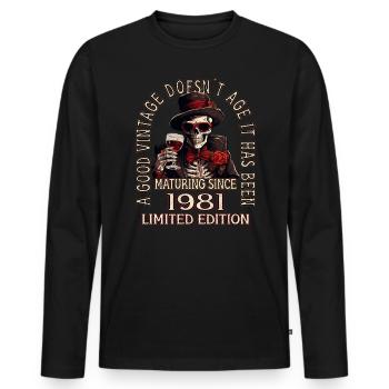 42nd Birthday 1981 42 Good vintage - Men's Premium Organic Long Sleeve Shirt - black - Front - Nico (187cm)