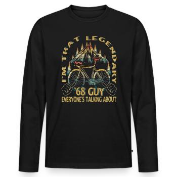 Road Bike Gift for Vintage 1968 Cyclist - Men's Premium Organic Long Sleeve Shirt - black - Front - Nico (187cm)