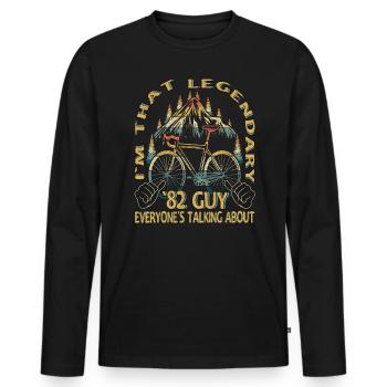 Rennrad Geschenk für Jahrgang 1982 Radfahrer - Männer Premium Bio Langarmshirt - Schwarz - Vorne - Nico (187cm)