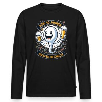 Vor 40 Jahren War Ich der Schnellste - Männer Premium Bio Langarmshirt - Schwarz - Vorne - Nico (187cm)