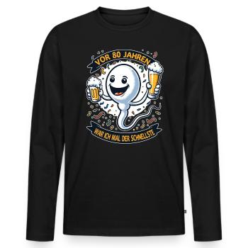 Vor 80 Jahren War Ich der Schnellste - Männer Premium Bio Langarmshirt - Schwarz - Vorne - Nico (187cm)