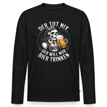 Il ne fait rien, il veut juste boire de la bière - T-shirt manches longues Premium bio Homme - noir - Devant - Nico (187cm)