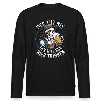 Il ne fait rien, il veut juste boire de la bière - T-shirt manches longues Premium bio Homme - noir - Devant - Nico (187cm)