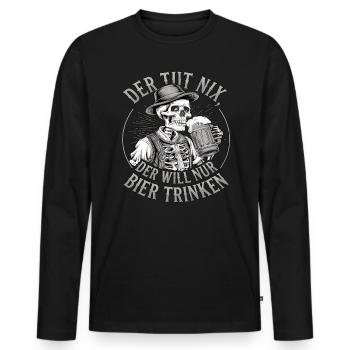 Il ne fait rien, il veut juste boire de la bière - T-shirt manches longues Premium bio Homme - noir - Devant - Nico (187cm)