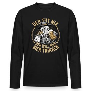 Il ne fait rien, il veut juste boire de la bière - T-shirt manches longues Premium bio Homme - noir - Devant - Nico (187cm)