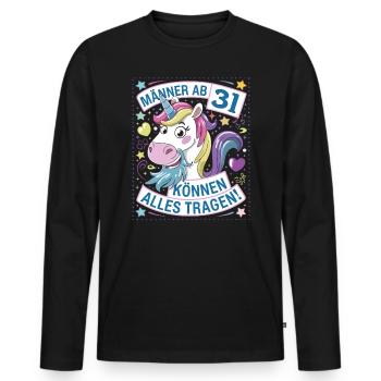 Men aged 31 and over can wear anything for their 31st birthday - Men's Premium Organic Long Sleeve Shirt - black - Front - Nico (187cm)