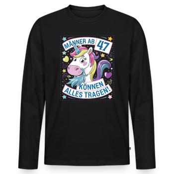 Männer Ab 47 Können Alles Tragen Zum 47.Geburtstag - Männer Premium Bio Langarmshirt - Schwarz - Vorne - Nico (187cm)