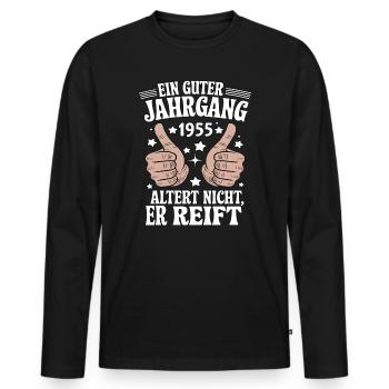 A good vintage 1955 birthday - Men's Premium Organic Long Sleeve Shirt - black - Front - Nico (187cm)