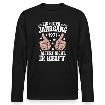 A good vintage 1971 birthday - Men's Premium Organic Long Sleeve Shirt - black - Front - Nico (187cm)