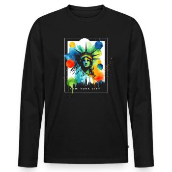Vibrant NYC Liberty - Men's Premium Organic Long Sleeve Shirt - black - Front - Nico (187cm)
