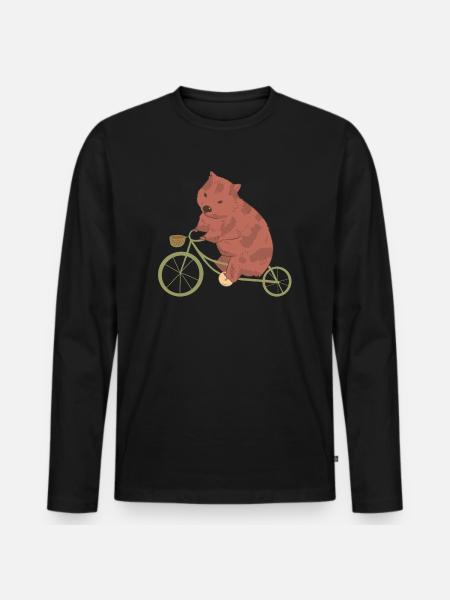 Biking Wombat - Men's Premium Organic Long Sleeve Shirt - black
