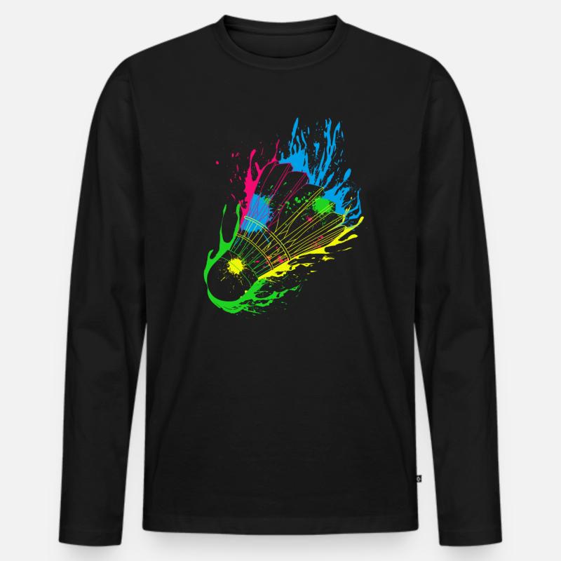 Badminton Splash Federball - Männer Premium Bio Langarmshirt - Schwarz