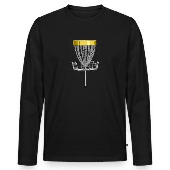 Disc Golf - T-shirt manches longues Premium bio Homme - noir - Devant - Nico (187cm)