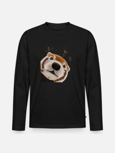 Curious Red Panda - Men's Premium Organic Long Sleeve Shirt - black