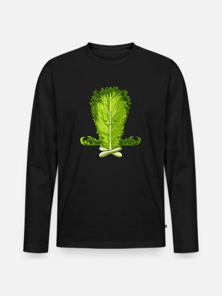 Funny Salad Meditating Lettuce - Men's Premium Organic Long Sleeve Shirt - black