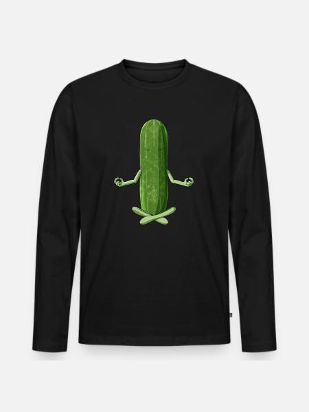 Fun Yoga Légume Méditation Concombre - T-shirt manches longues Premium bio Homme - noir