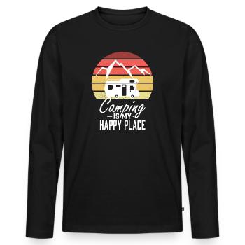 Le camping est mon endroit heureux Voyage en caravane - T-shirt manches longues Premium bio Homme - noir - Devant - Nico (187cm)