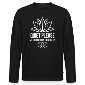 Yoga Lotus Flower Meditation Spiritual - Men's Premium Organic Long Sleeve Shirt - black - Front - Nico (187cm)