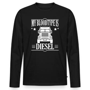 My Bloodtype Is Diesel Truck Long-Distance Driver Engine Fuel - Men's Premium Organic Long Sleeve Shirt - black - Front - Nico (187cm)