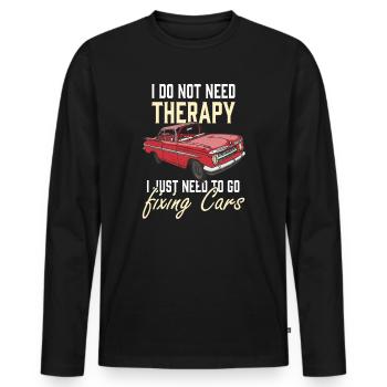 Réparation de voitures Voiture Moteur Atelier Tournevis Voiture - T-shirt manches longues Premium bio Homme - noir - Devant - Nico (187cm)