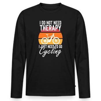 Bicycle Biker Two-Wheeler Cycling Is My Therapy Hobby - Men's Premium Organic Long Sleeve Shirt - black - Front - Nico (187cm)