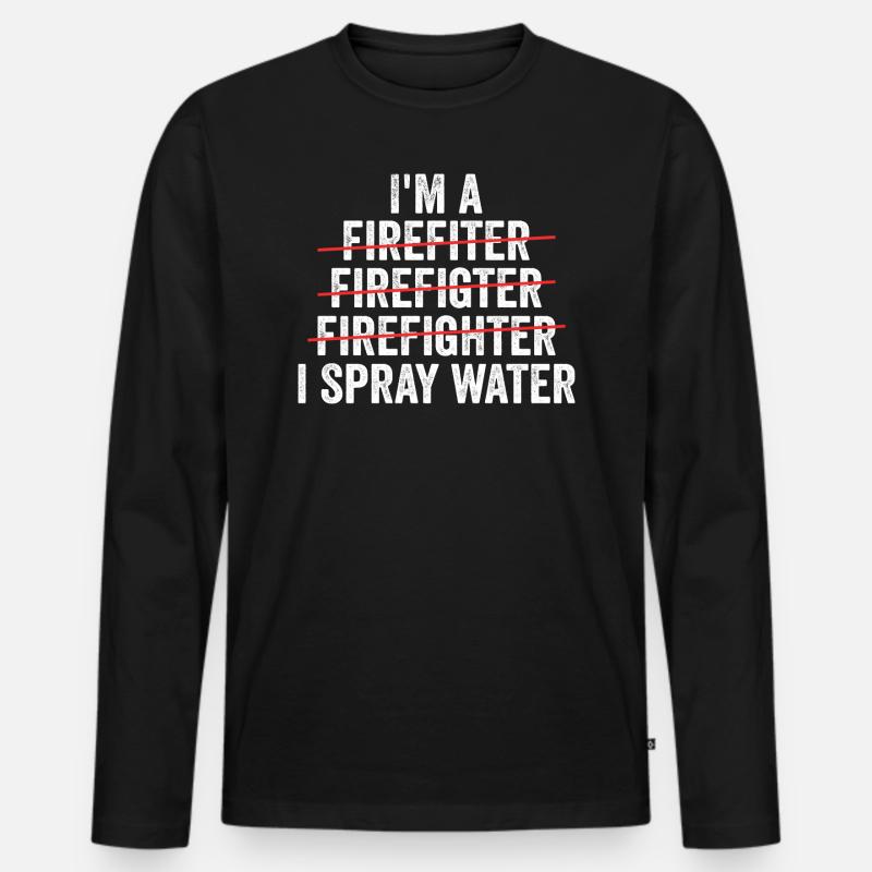 Ich bin Feuerwehrmann - Männer Premium Bio Langarmshirt - Schwarz