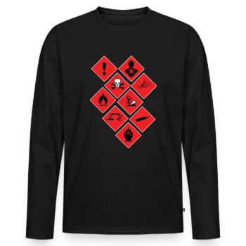Signaux d’avertissement - T-shirt manches longues Premium bio Homme - noir - Devant - Nico (187cm)