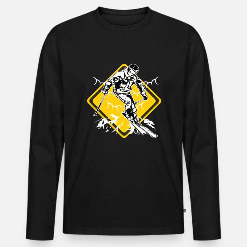 Ski - Männer Premium Bio Langarmshirt - Schwarz