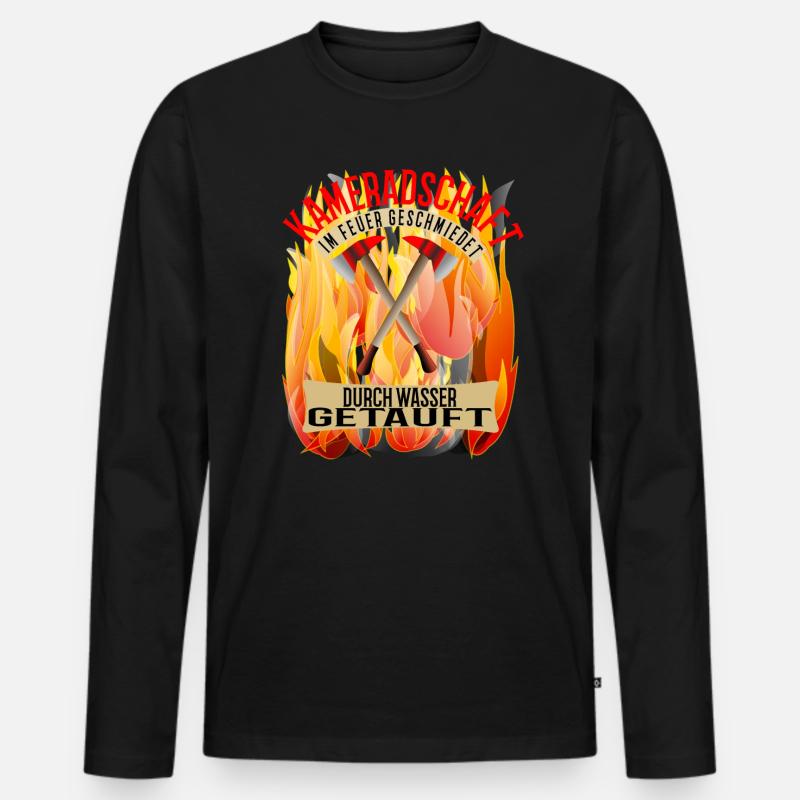 Feuerwehr Kameradschaft geschenk freiwillig - Männer Premium Bio Langarmshirt - Schwarz