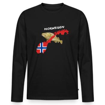 norway cod card cod hunter gift - Men's Premium Organic Long Sleeve Shirt - black - Front - Nico (187cm)