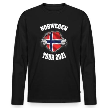 Norwegen Angel und Fischer Design - Männer Premium Bio Langarmshirt - Schwarz - Vorne - Nico (187cm)