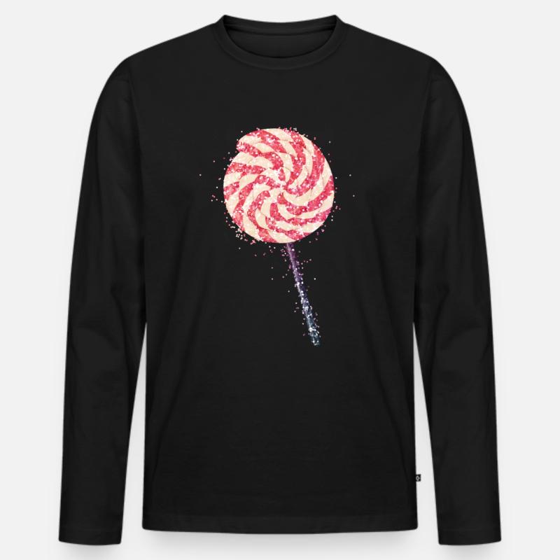Glitter Lollipop - Männer Premium Bio Langarmshirt - Schwarz