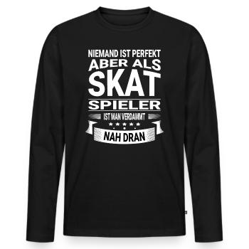 Skat Kartenspiel Design für einen Skatspieler - Männer Premium Bio Langarmshirt - Schwarz - Vorne - Nico (187cm)