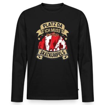 Skat Kartenspiel Design für einen Skatspieler - Männer Premium Bio Langarmshirt - Schwarz - Vorne - Nico (187cm)