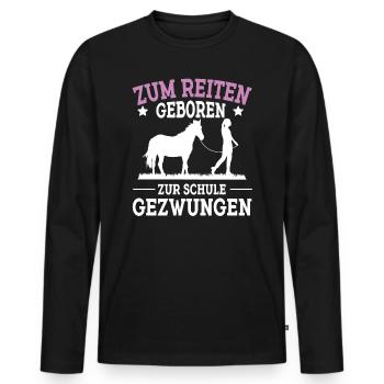 Pferd Reiten Design für Reiter und Reiterinnen - Männer Premium Bio Langarmshirt - Schwarz - Vorne - Nico (187cm)