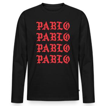 Pablo - Men's Premium Organic Long Sleeve Shirt - black - Front - Nico (187cm)