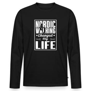 Tenue de marche nordique pour marcheurs nordiques - T-shirt manches longues Premium bio Homme - noir - Devant - Nico (187cm)
