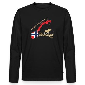Norway 2022 Fjord Fishing Scandinavia Motifs - Men's Premium Organic Long Sleeve Shirt - black - Front - Nico (187cm)