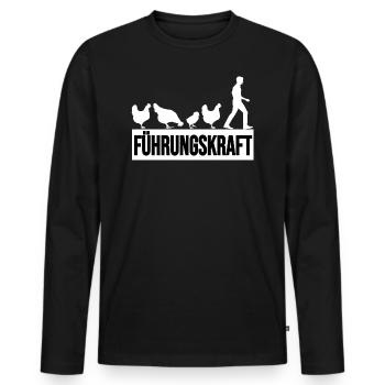 Führungskraft Hühner Landwirt Bauer Geschenkidee - Männer Premium Bio Langarmshirt - Schwarz - Vorne - Nico (187cm)