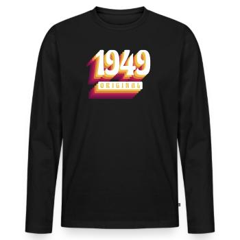 1949 Original. Coole Geschenkidee zum Geburtstag - Männer Premium Bio Langarmshirt - Schwarz - Vorne - Nico (187cm)