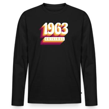1963 Original. Coole Geschenkidee zum Geburtstag - Männer Premium Bio Langarmshirt - Schwarz - Vorne - Nico (187cm)