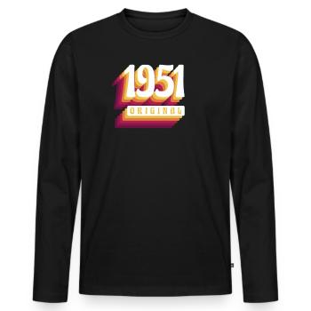 1951 Original. Coole Geschenkidee zum Geburtstag - Männer Premium Bio Langarmshirt - Schwarz - Vorne - Nico (187cm)