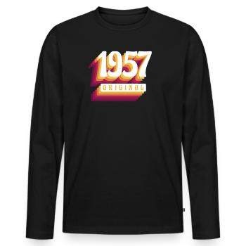 1957 Original. Coole Geschenkidee zum Geburtstag - Männer Premium Bio Langarmshirt - Schwarz - Vorne - Nico (187cm)