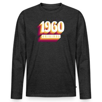 1960 Original. Cool anniversaire Idée cadeau - T-shirt manches longues Premium bio Homme - anthracite chiné - Devant - Nico (187cm)