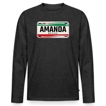 Amanda Plaques de véhicule mexicaines personnalisées w nom - T-shirt manches longues Premium bio Homme - anthracite chiné - Devant - Nico (187cm)