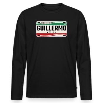 Guillermo Personalisierte mexikanische Fahrzeugkennzeichen w - Männer Premium Bio Langarmshirt - Schwarz - Vorne - Nico (187cm)