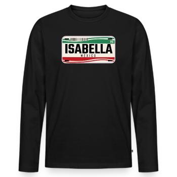 Isabella Plaques de véhicule mexicaines personnalisées w - T-shirt manches longues Premium bio Homme - noir - Devant - Nico (187cm)