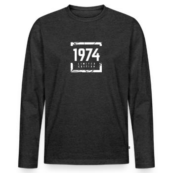 1974 Édition limitée - T-shirt manches longues Premium bio Homme - anthracite chiné - Devant - Nico (187cm)